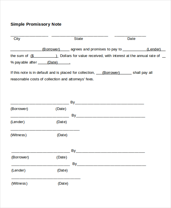 simple promissory note