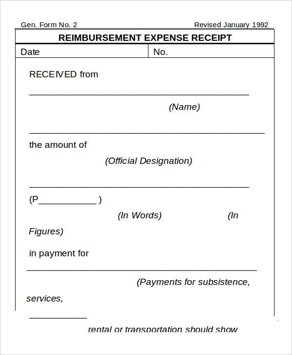 simple reimbursement form template business