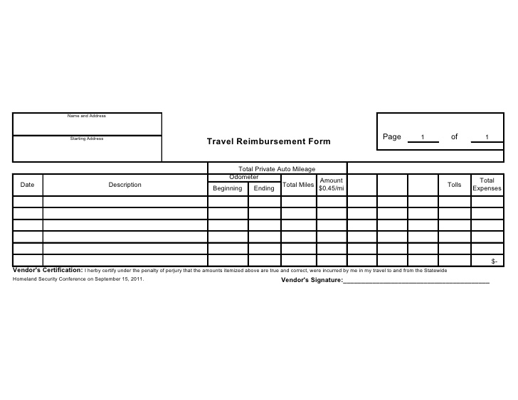 simple reimbursement form