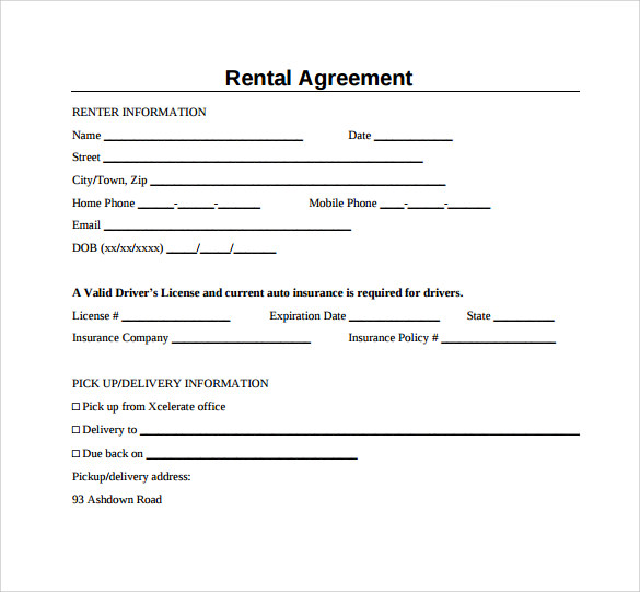 simple rental agreement form