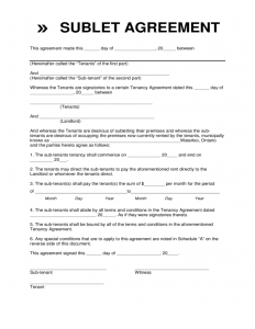 simple rental agreement month to month sublet contract form waterloo l