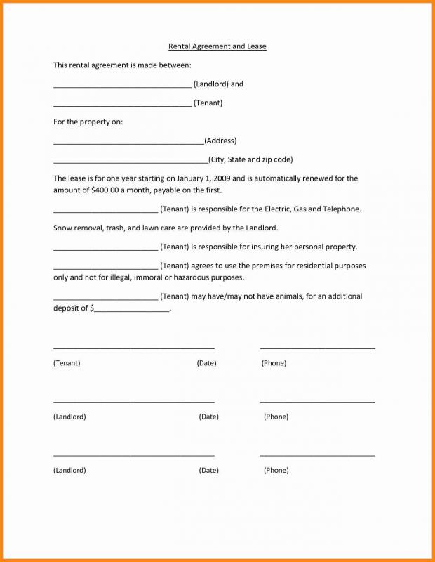 simple rental agreement template business