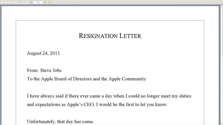 simple resignation letter template