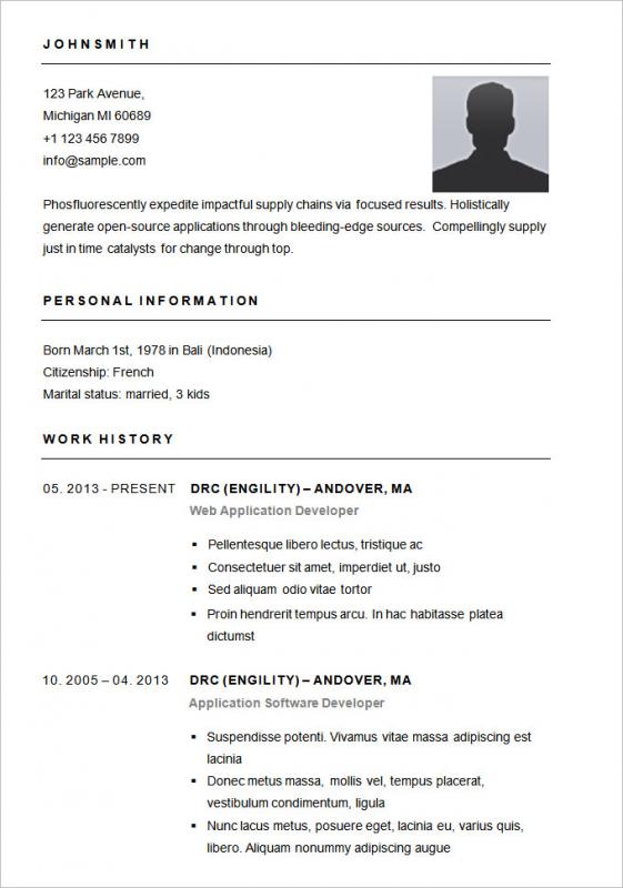 resume sample for simple