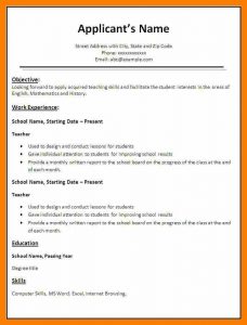 simple resume format in word simple resume format in word file