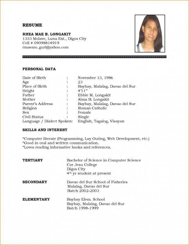 simple resume format