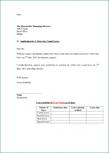 simple sample cover letter for job application leave format