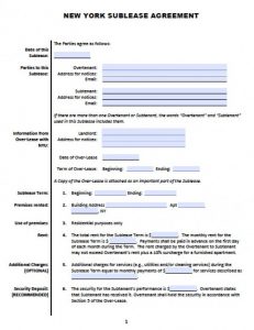 simple sublease agreement new york sublease agreement x