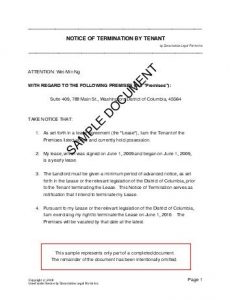 simple termination letter tentterm sample pdf