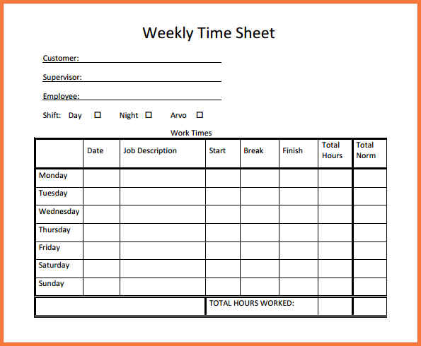 Printable Daily Time Sheets Template Business Psd Excel Word Pdf 