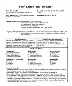 siop lesson plan sample siop lesson plan template example