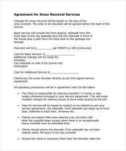 snow plow contract snow plowing contract template free