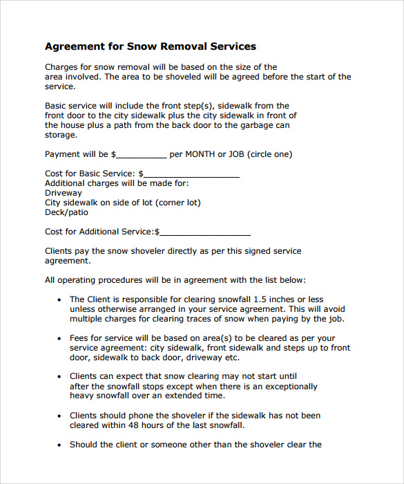 Snow Plow Contract | Template Business