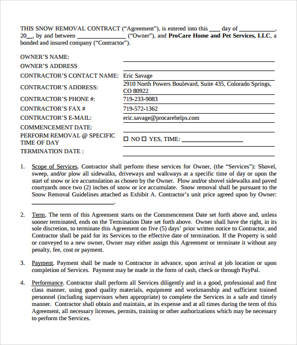 snow plowing contracts