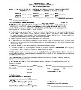 snow removal contract contract agreement for snow plowing