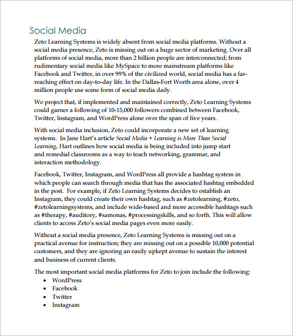 social media marketing proposal