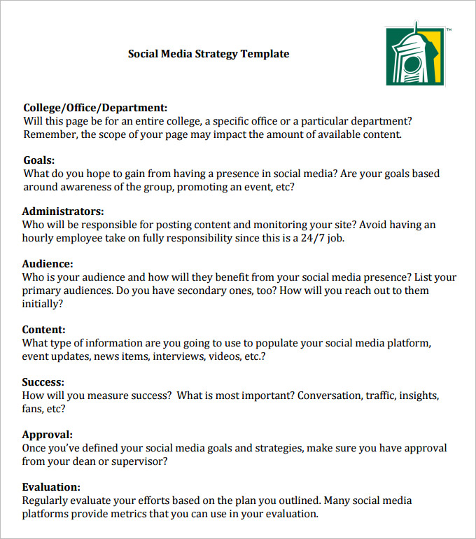 social media strategy template