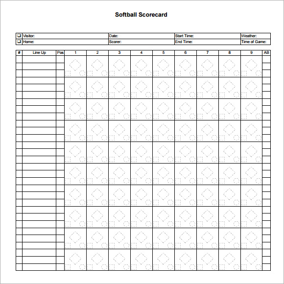 Softball Score Sheet Template Business