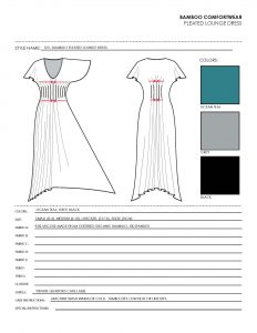 spec sheet template bamboo pleated lounge dress spec sheet tech generic