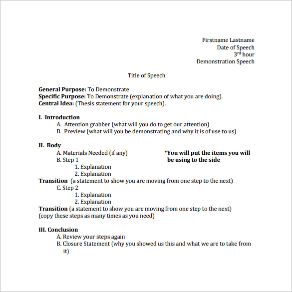 speech outline format