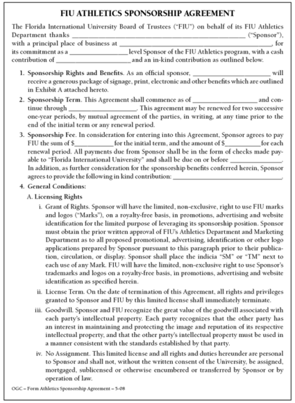 sponsorship agreement template