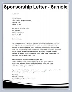 sponsorship letter template sponsorship letter