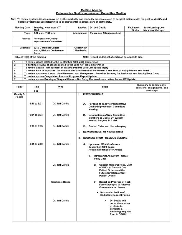 staff meeting agenda template