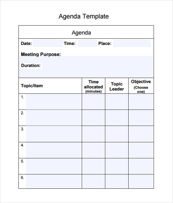 staff meeting agenda template