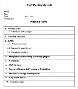 staff meetings agenda template staff meeting agenda format