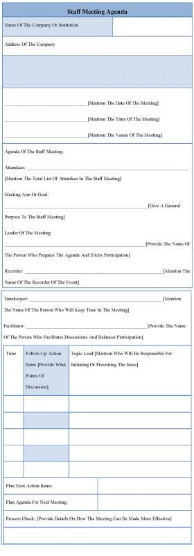 staff meetings agenda template