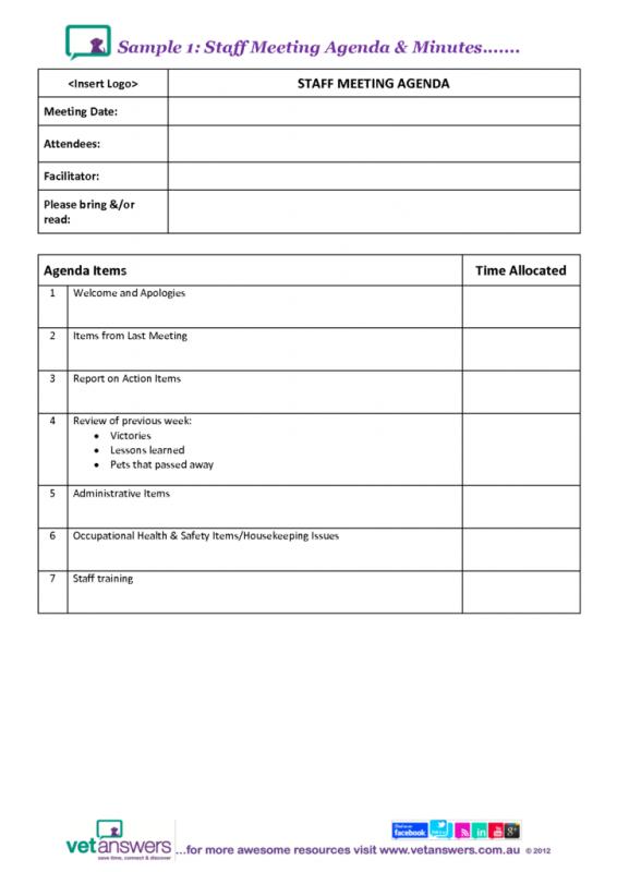 staff meetings agenda template