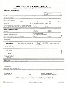 standard job application form large