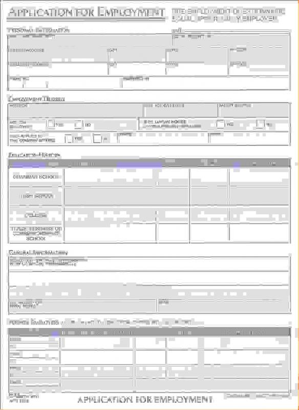 standard job application form