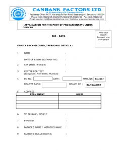 standard job application format canbankfactors biodata form