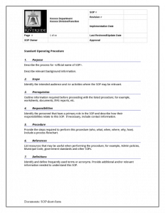 standard operating procedures examples standard operating procedure template pdf