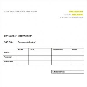 standard operating procedures template standard operating procedure template image