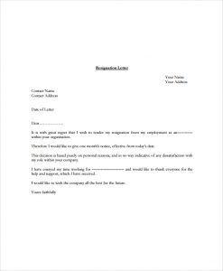 standard resignation letters free standard resignation letter