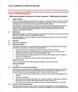 statement of work example statement of work template