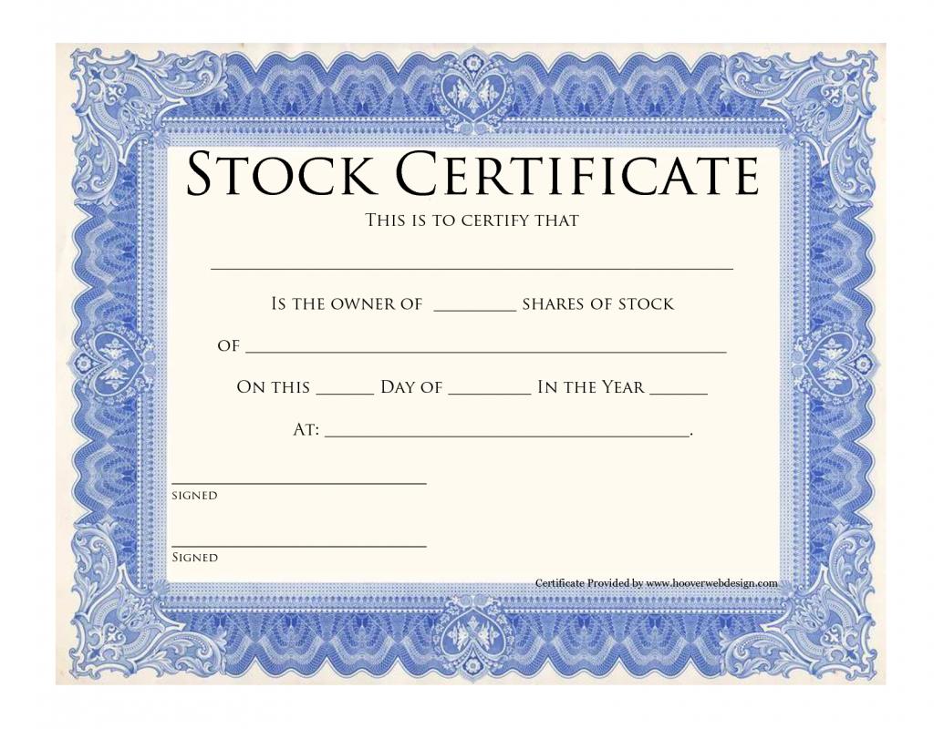 Stock Certificate Template