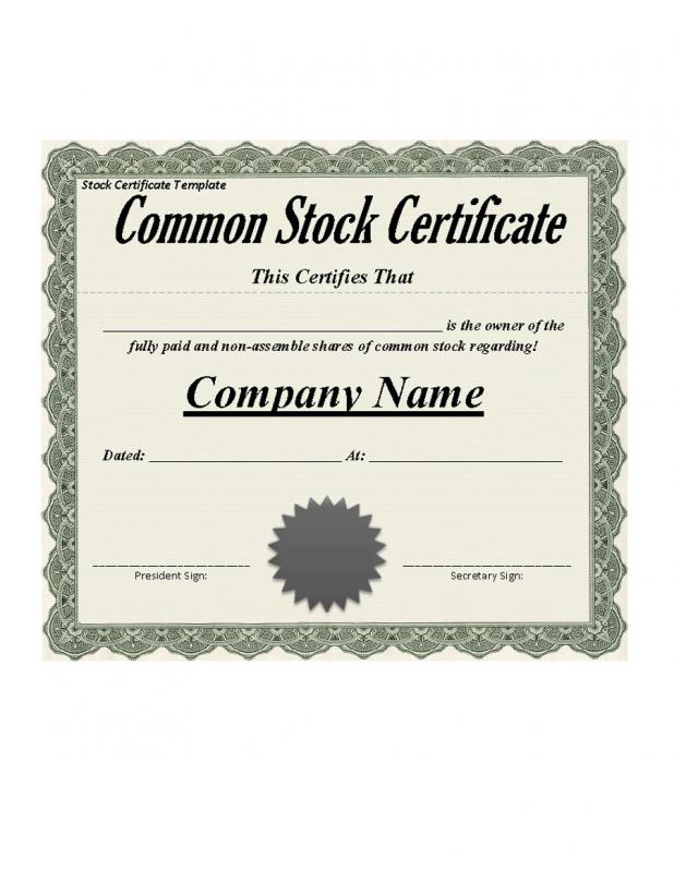 Stock Certificate Template