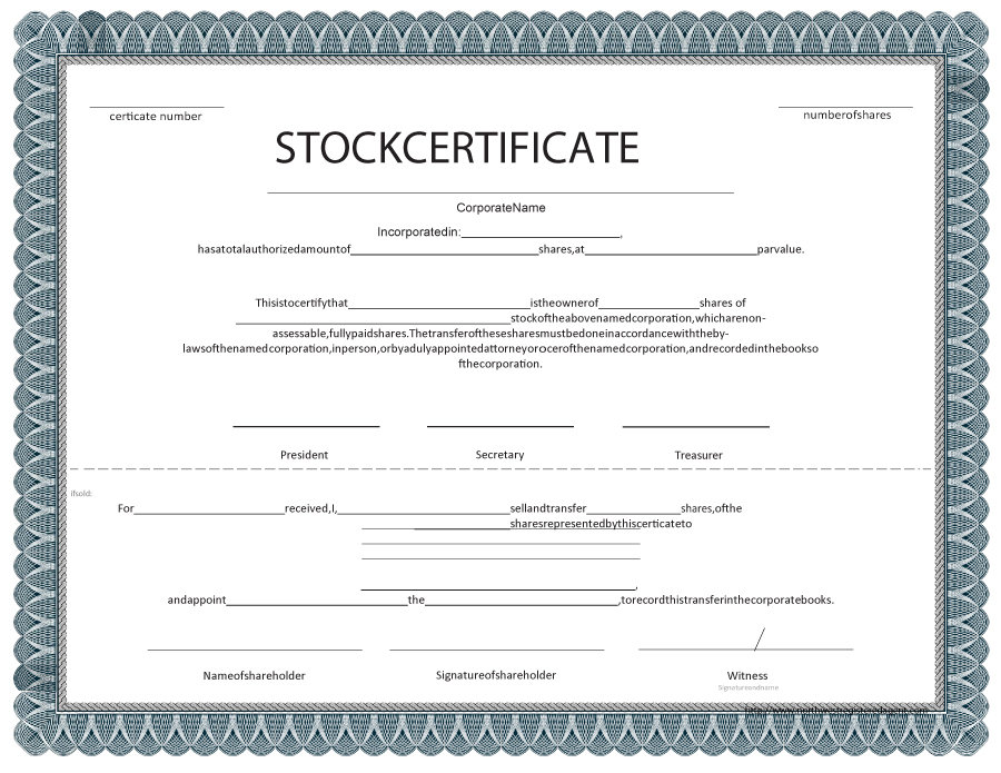 Stock Certificate Template