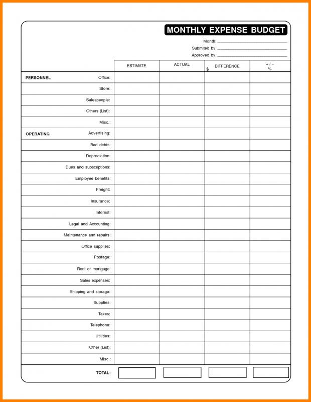 student budget worksheet