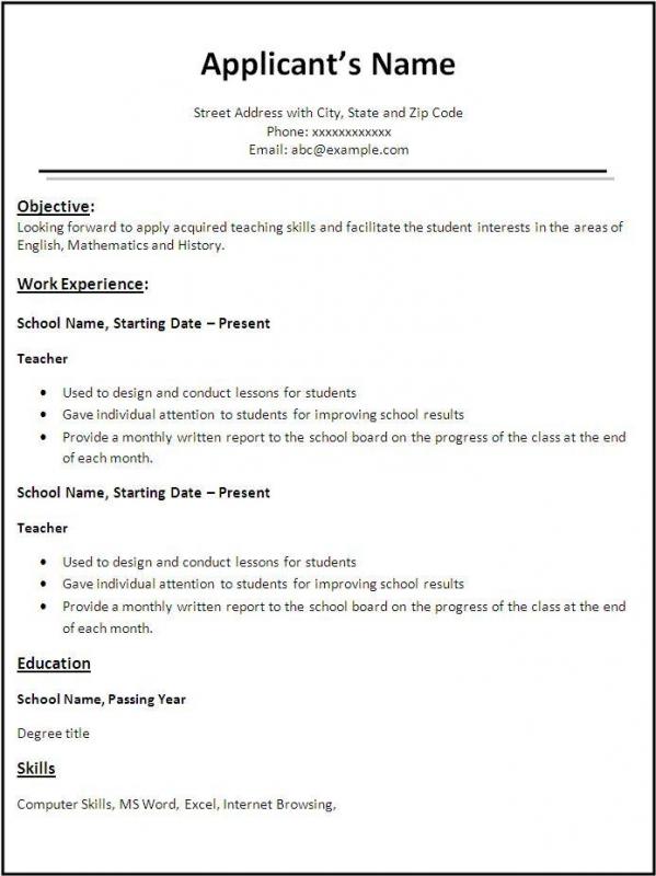 student resume format