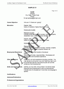 student resume format sample curriculum vitae