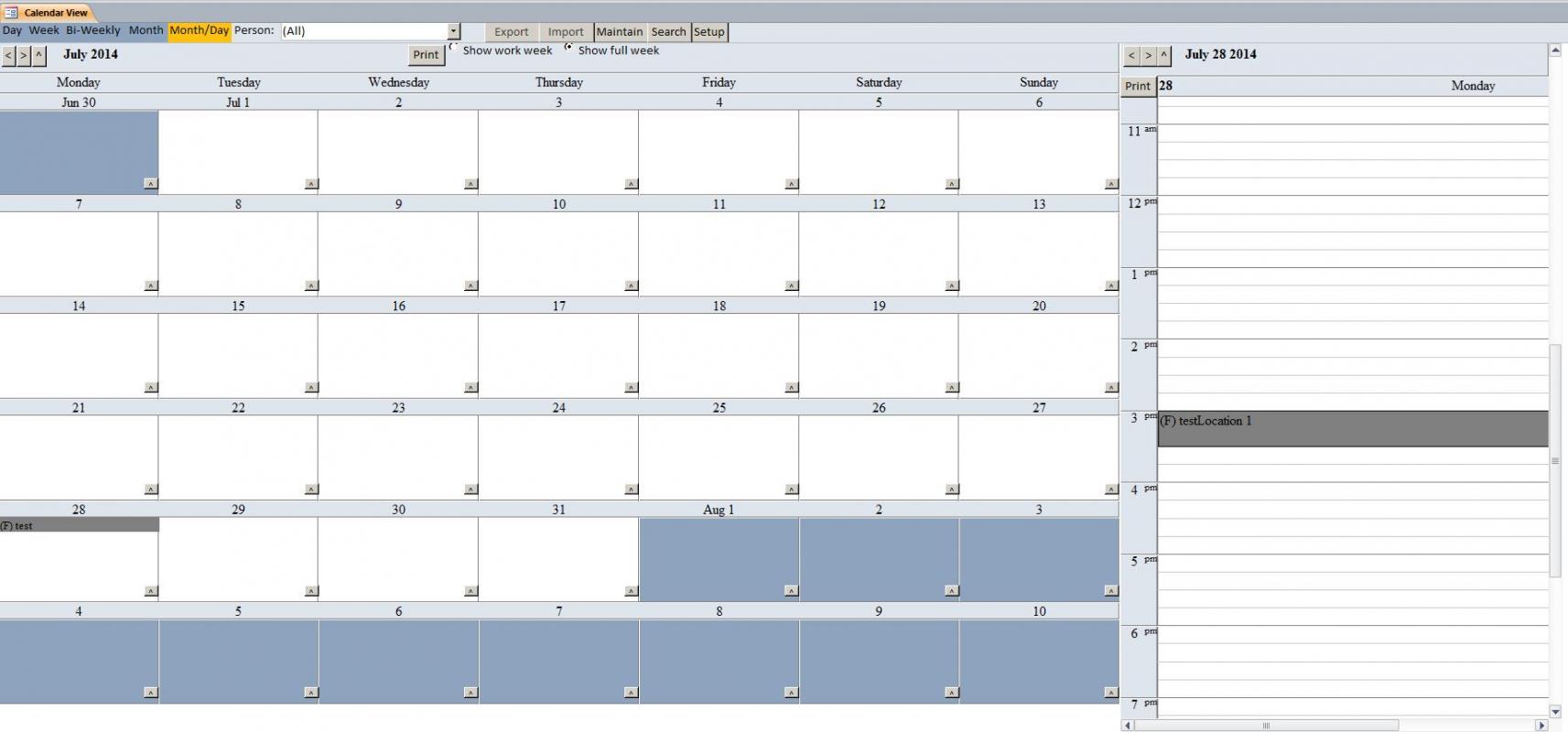 student schedule template