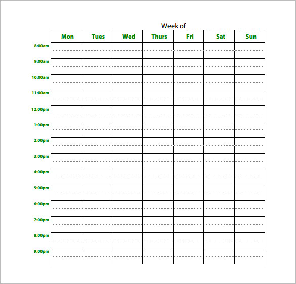 study schedule template