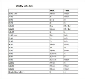 study schedule template weekly study schedule template printable