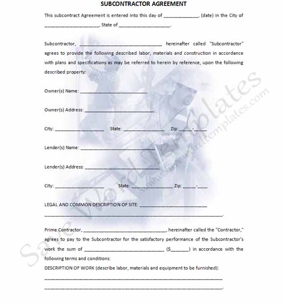 subcontractor agreement template