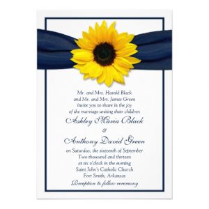 sunflower wedding invitations sunflower navy blue ribbon wedding invitation rdfbaddafece imtzy byvr