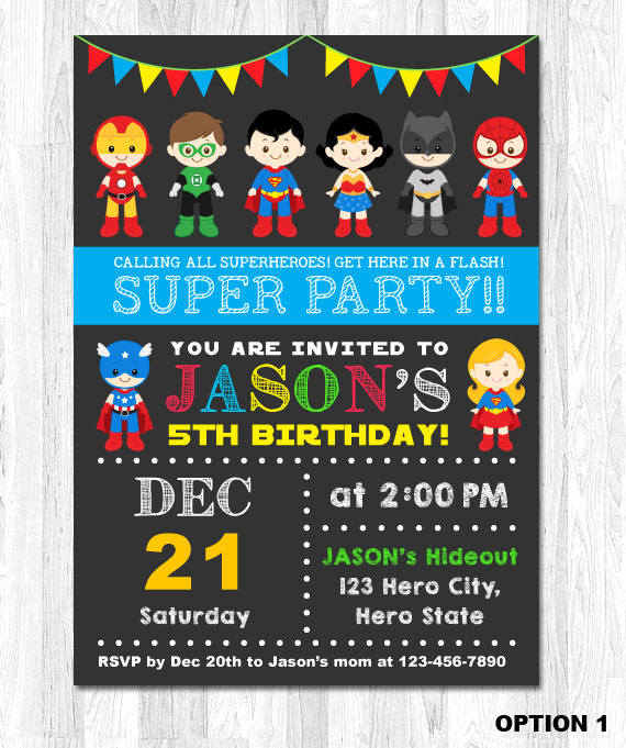 superhero birthday invitations